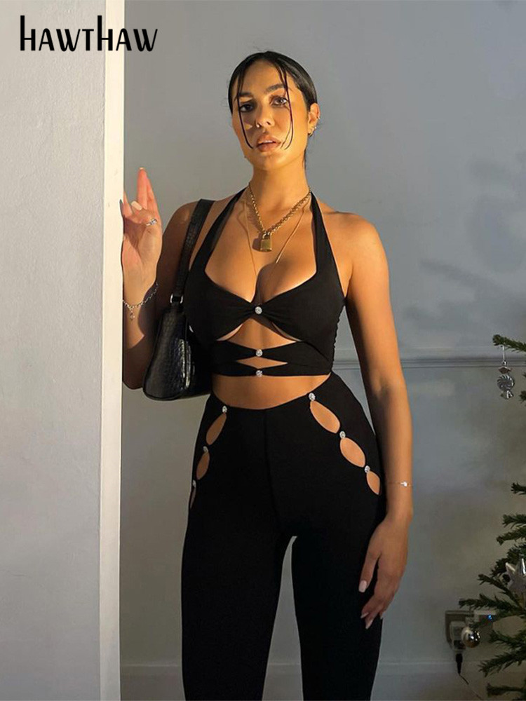 Hawthaw Women Hollow Out Black Crop Tank Tops High Waist Long Pants Two Piece Set Suit Outfit 2022 Summer Clothes Wholesale Item
Hawthaw Women Hollow Out Black Crop Tank Tops High Waist Long Pants Two Piece Set Suit Outfit 2022 Summer Clothes Wholesale Item