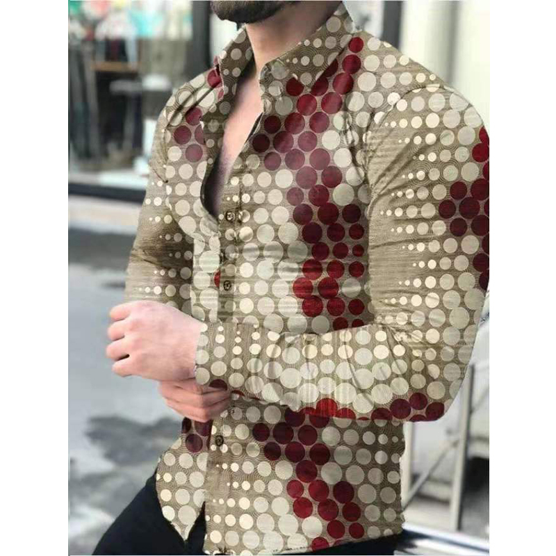 Fashion Men Shirts Spring Autumn Long Sleeve Tops Turn-down Collar Buttoned Vintage Shirt For Mens Casual Printed Streetwear 220322