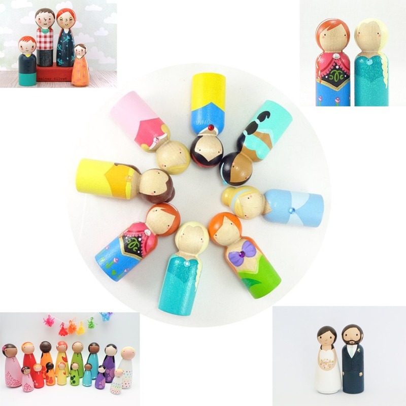 100pc/lot boy Peg Dolls 1.35" Solid Hardwood Natural Unfinished Turnings-Ready for Paint or Stain-Waldorf Wooden People 220507