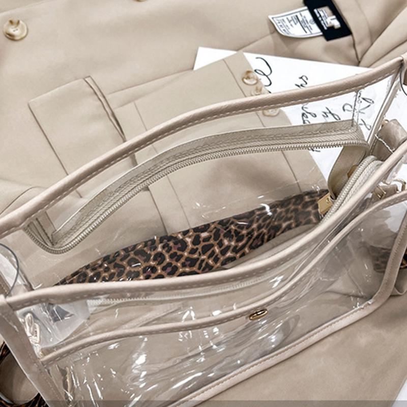 Evening Bags 63HC Adjustable Clear Bag Messenger Leopard Guitar Strap Transparent Handbag Crossbody For Stadium Shopping