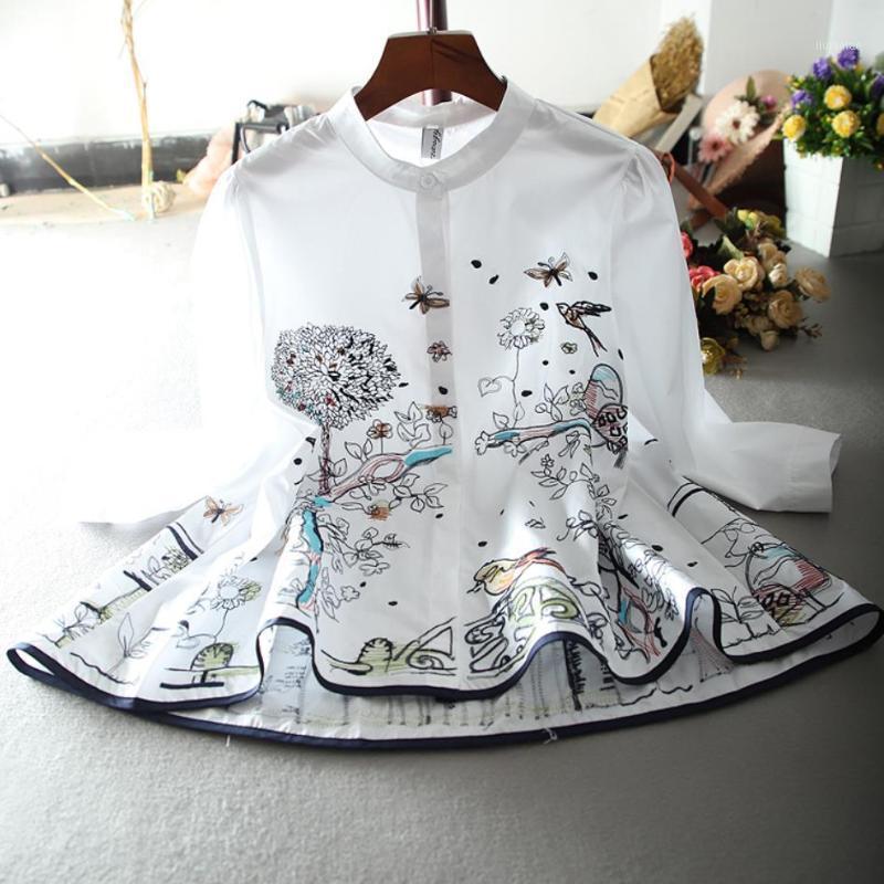 Spring Autumn Stand Collar Loose Fashion Embroidered A-line Women Doll Shirt Big Swing Three Quarter Blouse Tops Women's Blouses & Shirts, White
Spring Autumn Stand Collar Loose Fashion Embroidered A-line Women Doll Shirt Big Swing Three Quarter Blouse Tops Women's Blouses & Shirts, White
