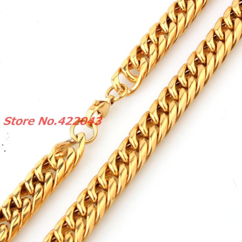 Chains 7-40" Wide 13mm Gold Color Top Quality Stainless Steel Men Solid Cuban Link Chain Curb Necklace Fashion Gifts For HusbandChains
Chains 7-40" Wide 13mm Gold Color Top Quality Stainless Steel Men Solid Cuban Link Chain Curb Necklace Fashion Gifts For HusbandChains