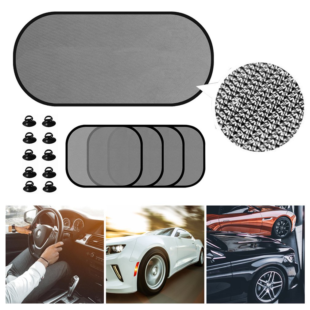 5pcs/set Car Window Sunshade Mesh Auto Sun Visor Curtain With Suction Cup Front Rear Side Windows Shade Universal Windshield Covers Sunshade for Kids 
