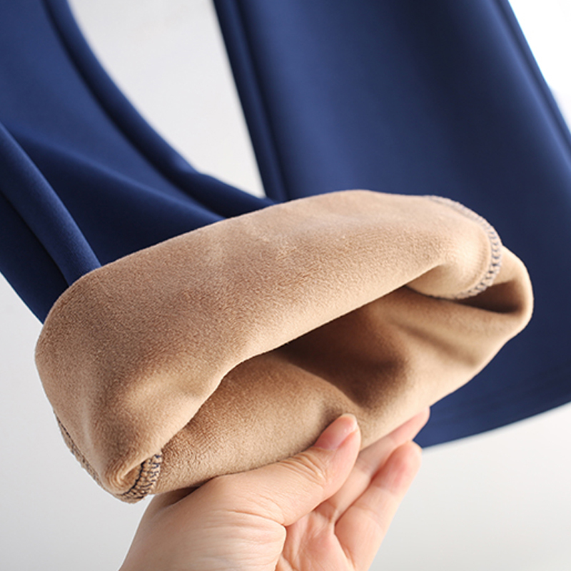 Warm Women Winter Flare Pants Thicken Fleece Trousers Female Black Blue Red High Waist Stretch Velvet Legging S-4XL 220325