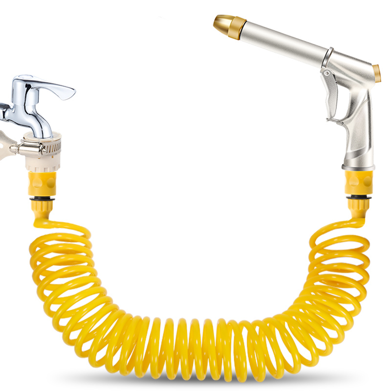 Premium Garden Water Hose Self Coiling Recoil Retractable Coil Sprayer Soap Dipenser Bottle Watering Spray Nozzle Sprinkler 220615, White 
Premium Garden Water Hose Self Coiling Recoil Retractable Coil Sprayer Soap Dipenser Bottle Watering Spray Nozzle Sprinkler 220615, White