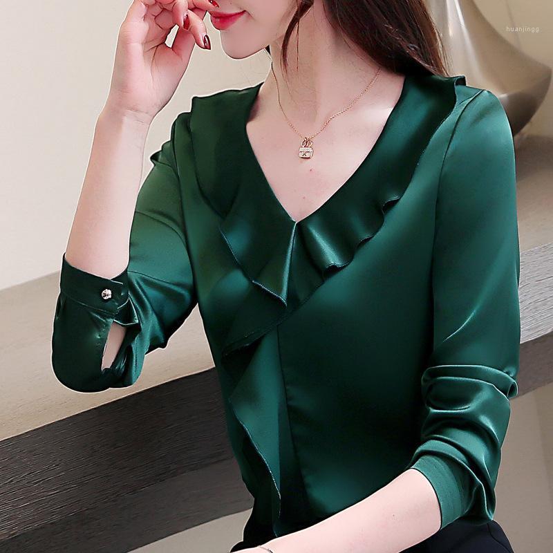 Arrival 2022 Silk Chiffon Long Sleeve Female Blouse Shirt Fashion Ruffles Ladies White Black Office Blouses Women Clothes Women' & Shirts, D1170 green
Arrival 2022 Silk Chiffon Long Sleeve Female Blouse Shirt Fashion Ruffles Ladies White Black Office Blouses Women Clothes Women' & Shirts, D1170 green
