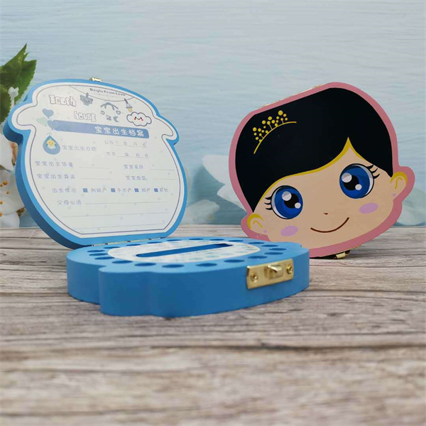 Wooden Baby Tooth Box English /Spanish /Portuguese Milk Teeth Umbilical Organizer Storage Boys Girls Souvenir Case Baby Gifts GC1323