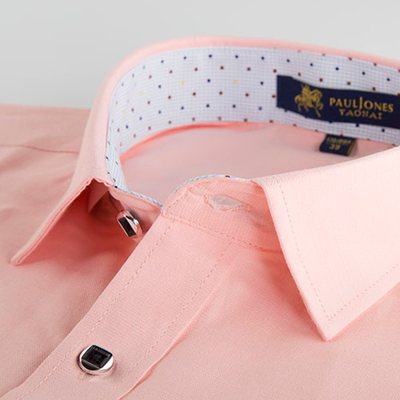 Men's Regular-fit Long Sleeve Solid Linen Shirt Single Patch Pocket Square Collar Inner Polka Dot Casual Button-up Thin Shirts 220322