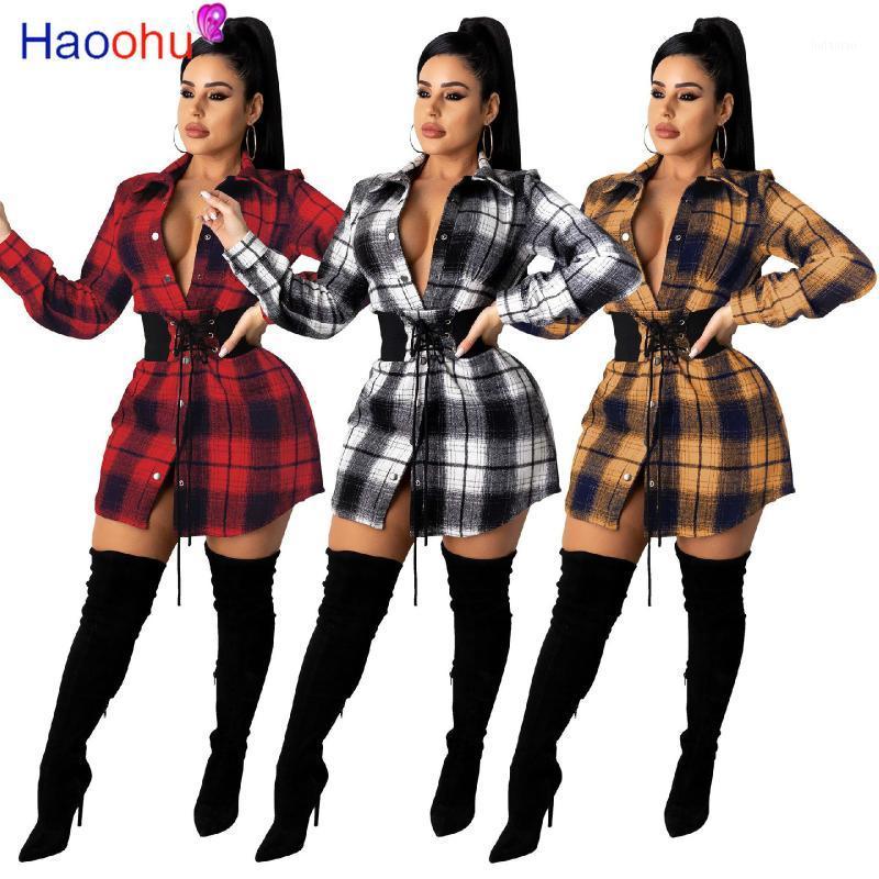 Women' Blouses & Shirts HAOOHU Sexy Plaid Mini Dress Bandage Corset Women Turn Down Collar Long Sleeve Blouse Shirt With Girdles, Black
Women' Blouses & Shirts HAOOHU Sexy Plaid Mini Dress Bandage Corset Women Turn Down Collar Long Sleeve Blouse Shirt With Girdles, Black
