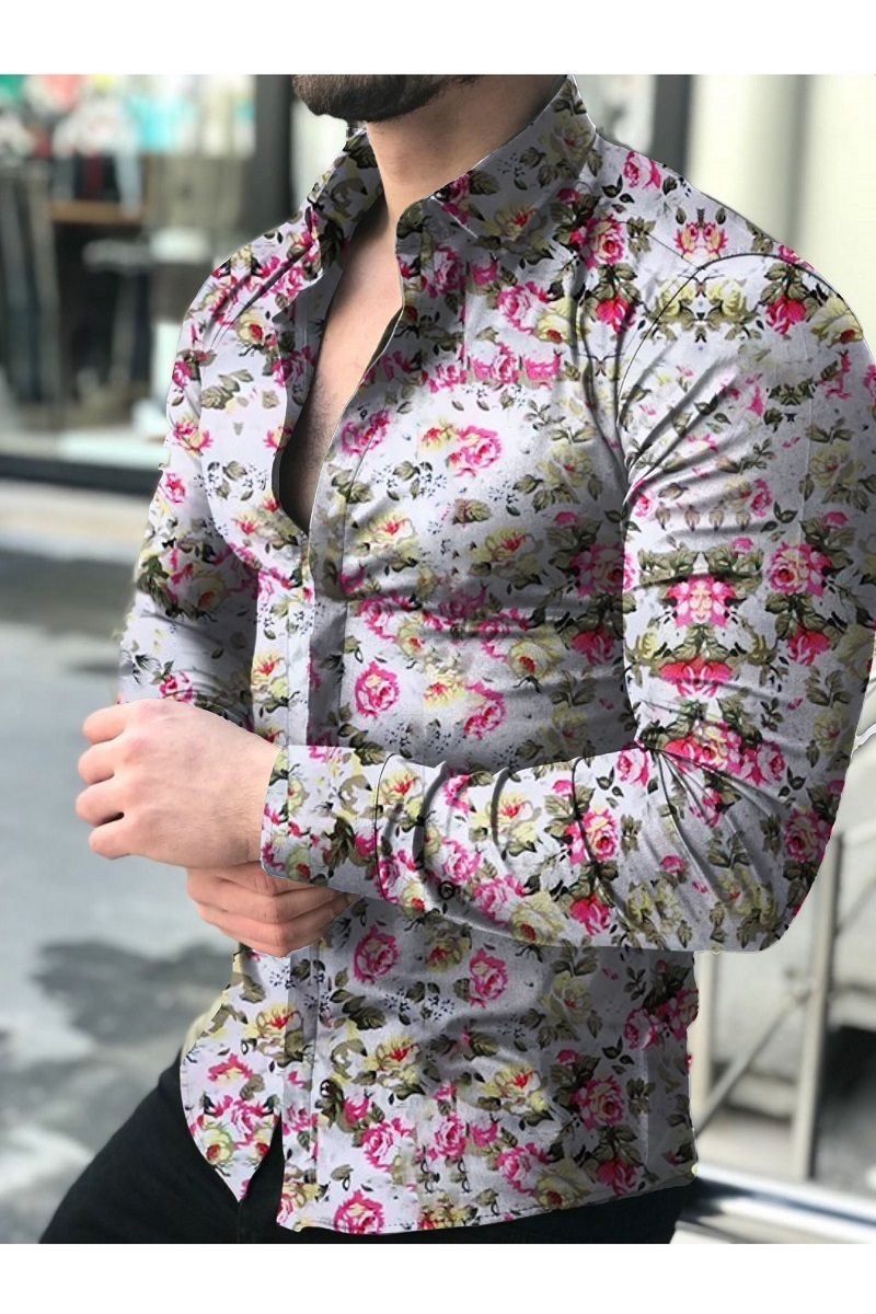 Camisa manga larga para hombre, Top Floral, blusa informal, camisas Hawaianas, ropa masculina 220322