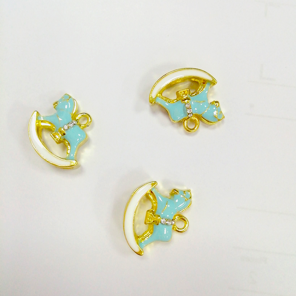 20pcs Cute Small Mix Color Silver /Gold Plated DIY Craft Charms For Kids Enamel Rhinestone Animal Rocking Horse Pendant Charm For Bracelet /Necklace M