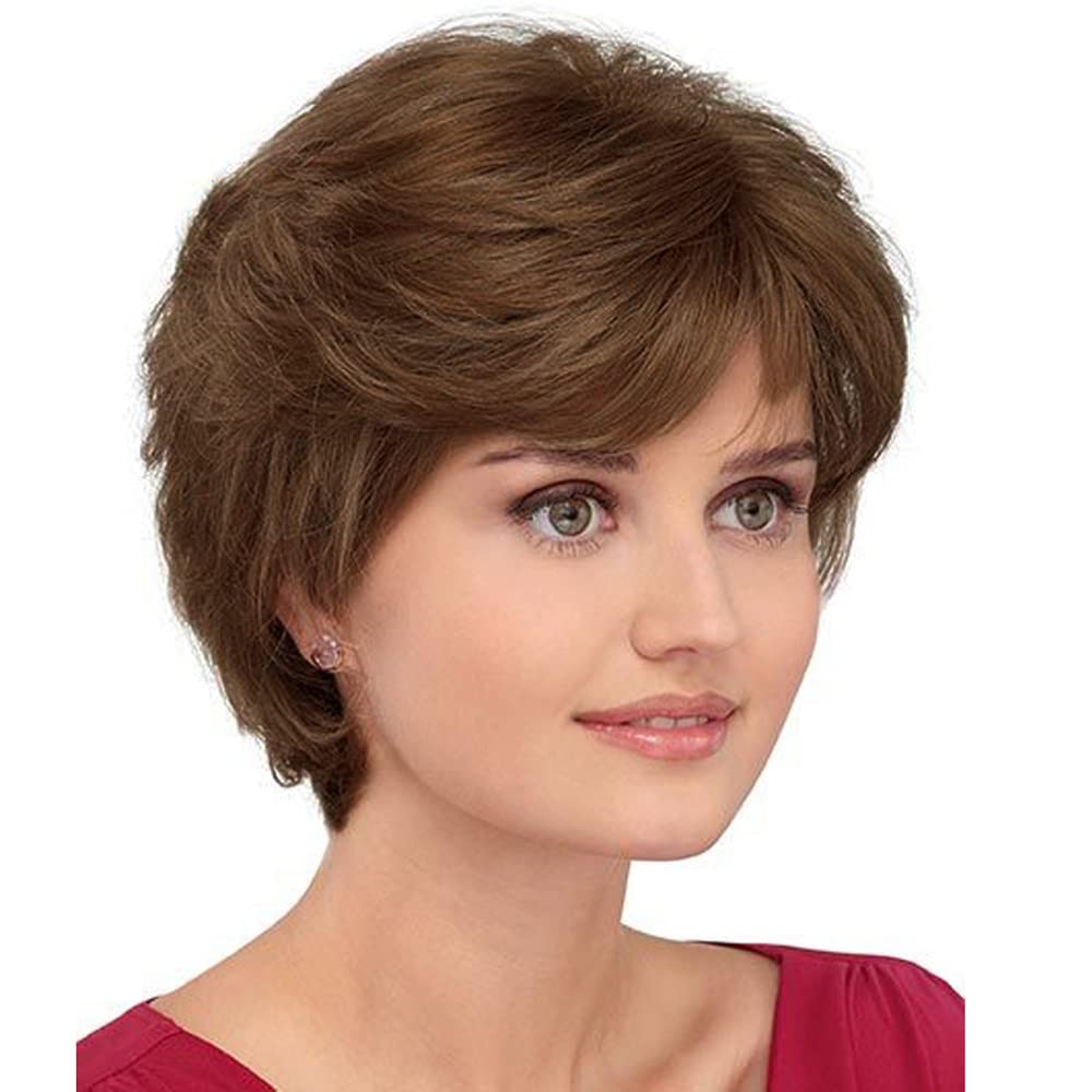 Fashion Short Pixie Cut Wig Straight Layered Synthetic Hair for Black White Women
