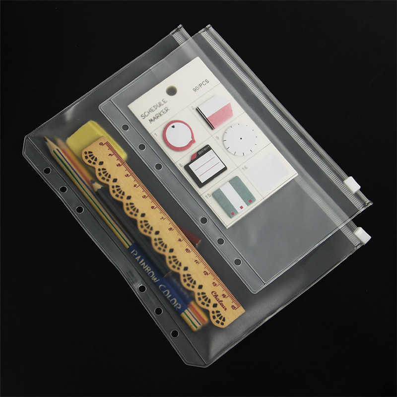 File Folder A5/A6/A7 Waterproof PVC Zip Bag Transparent Envelope Pouch Frosted Zipper Pocket Portable Storage Bags