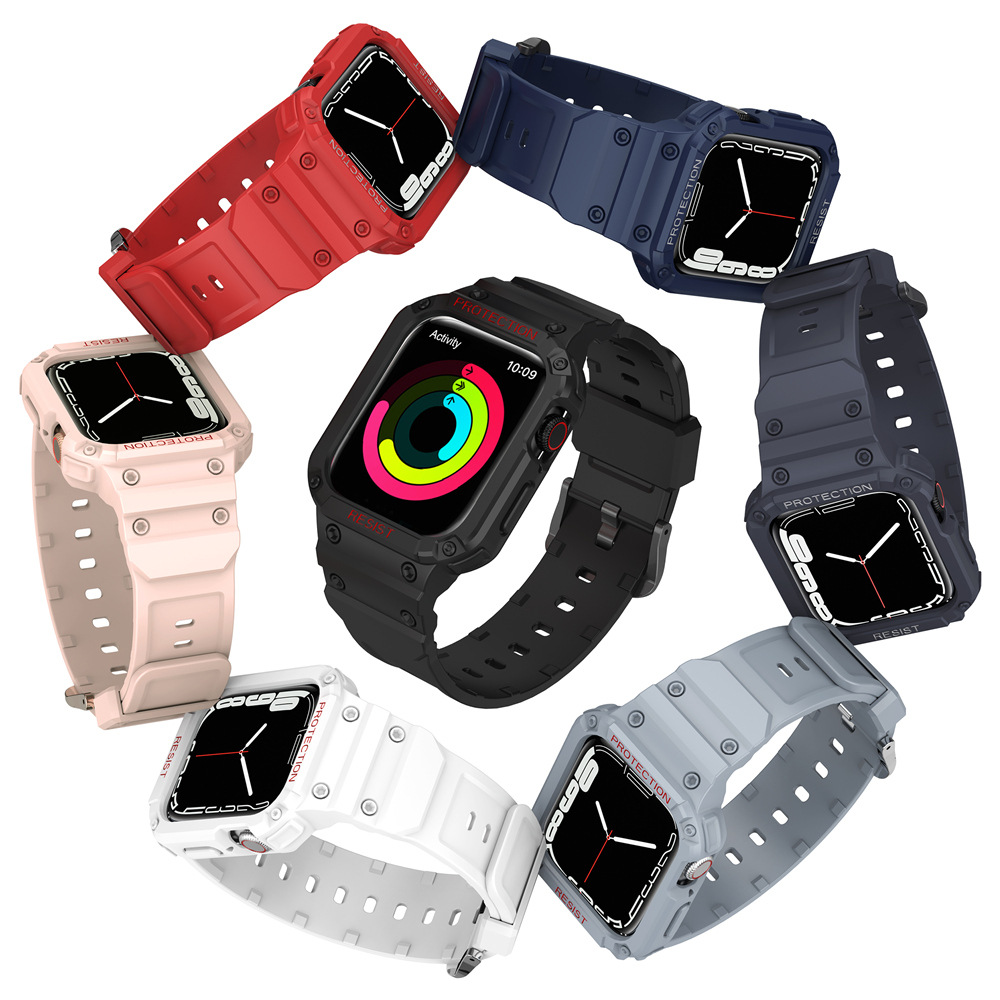 Case for Apple Band 41m 45mm 42mm 40/38 Watch Strap applicable to Iwatch Series 7 6 5 4 SE TPU Protective Cover Silicone Bracelet free shipping