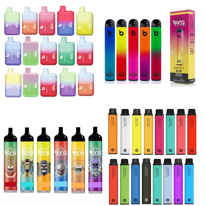 Bang BC5000 Disposable E cigarettes Rechargeable vape pen Bang XXL 6000puffs Switch Duo 2500 puffs Mesh coil Rebel Elux Legend 3500puffs Float devices
Bang BC5000 Disposable E cigarettes Rechargeable vape pen Bang XXL 6000puffs Switch Duo 2500 puffs Mesh coil Rebel Elux Legend 3500puffs Float devices