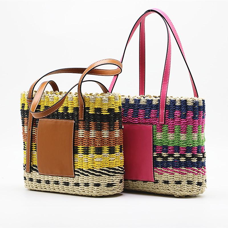 Evening Bags Summer Women Rattan Shoulder Bag Brand Design Patchwork PU Leather Colorful Straw Handbag Female Wicker Beach Shopper PurseEven, Blue
Evening Bags Summer Women Rattan Shoulder Bag Brand Design Patchwork PU Leather Colorful Straw Handbag Female Wicker Beach Shopper PurseEven, Blue
