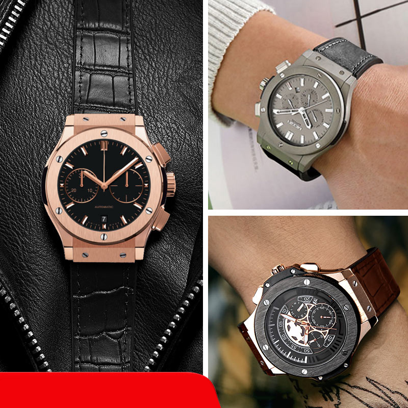For Hublot strap BIG BANG Watchband stainless buckle free tool Men real cow leather Rubber Watchband 26x19mm Brown Black 220622