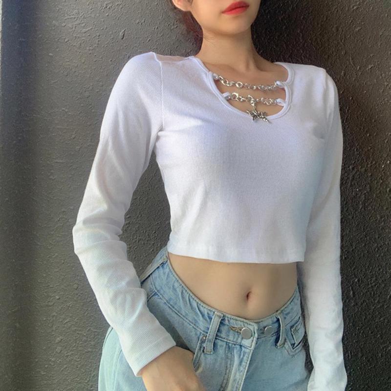Women' Blouses & Shirts Women Long Sleeve Butterfly Chain Knitted Blouse Crop Top T-shirt Streetwear, White
Women' Blouses & Shirts Women Long Sleeve Butterfly Chain Knitted Blouse Crop Top T-shirt Streetwear, White