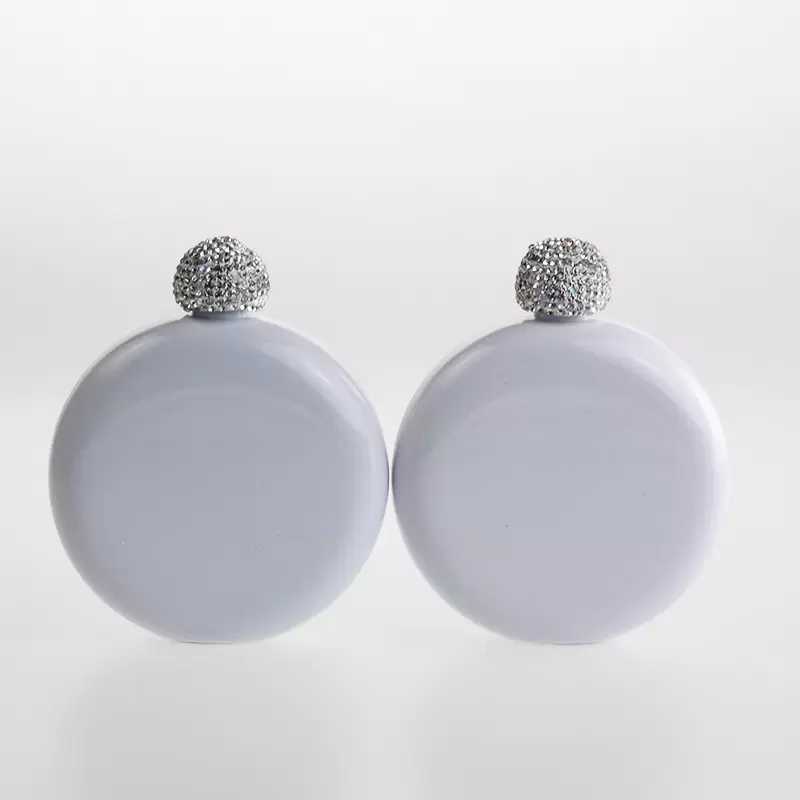 sublimation 5oz Hip Flasks with diamond lid round square blank Stainless Steel Flagon mini water bottle tumbler