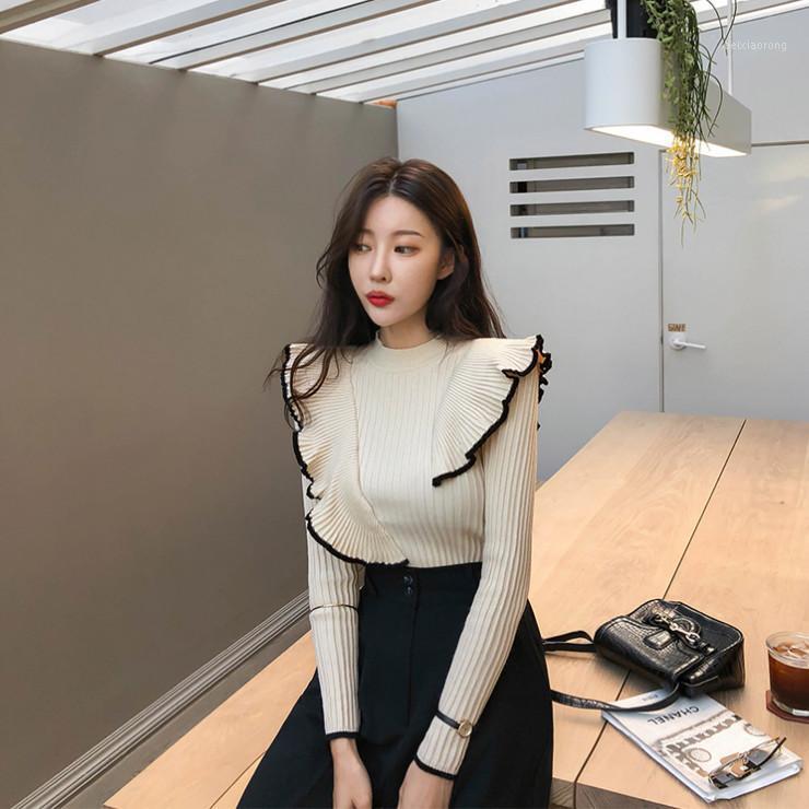 Women's Sweaters Vintage Ruffles Short Knitted Sweater Women O Neck Long Sleeve Pullovers Chic Sweet Tops, Photo color3
Women's Sweaters Vintage Ruffles Short Knitted Sweater Women O Neck Long Sleeve Pullovers Chic Sweet Tops, Photo color3