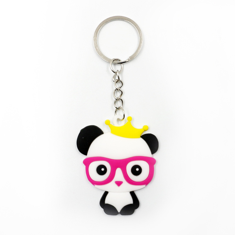 Panda Keychains PVC Silicone Cartoon Keychain Pendant Creative Gift Key Chain Keyring 6 Styles