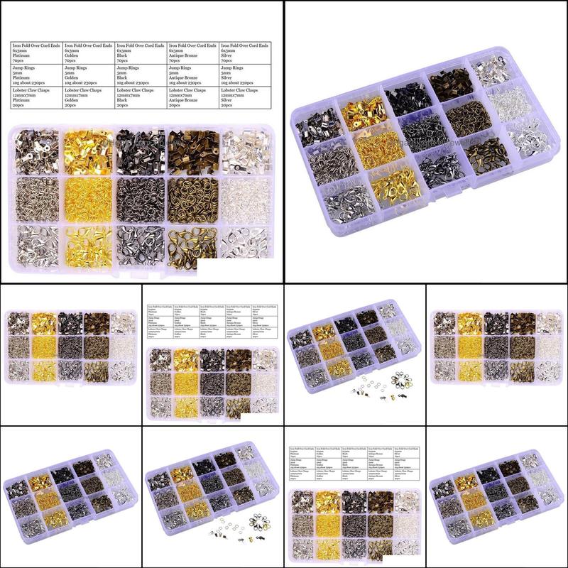 Clasps Hooks Jewelry Findings Components Set Diy Beading Making Kit With Lobster Jump Ring Dh4Sa
