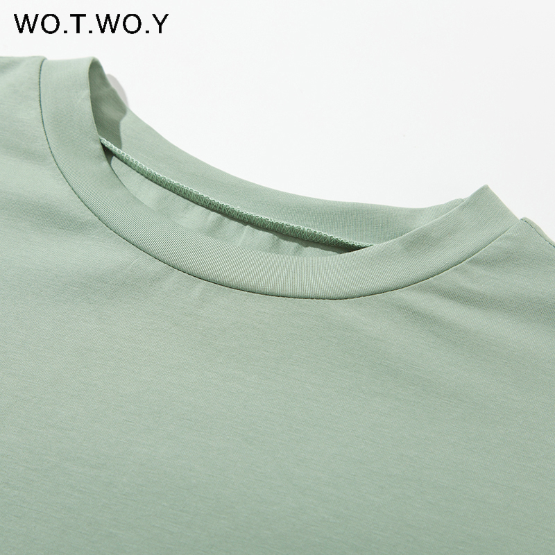 WOTWOY Summer Oversize Short Sleeve T-Shirt Women Casual Basic Tee Shirt O-neck Cotton Black White Harajuku Tops Female 220328