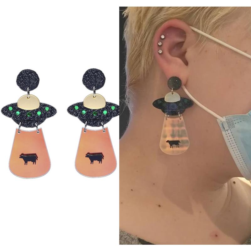 Dangle & Chandelier UFO Earrings, Beaming Up A Cow, Spaceship Trendy Christmas Gift Idea Acrylic Laser Cut Alien Abduction Earring Flying Sa
Dangle & Chandelier UFO Earrings, Beaming Up A Cow, Spaceship Trendy Christmas Gift Idea Acrylic Laser Cut Alien Abduction Earring Flying Sa