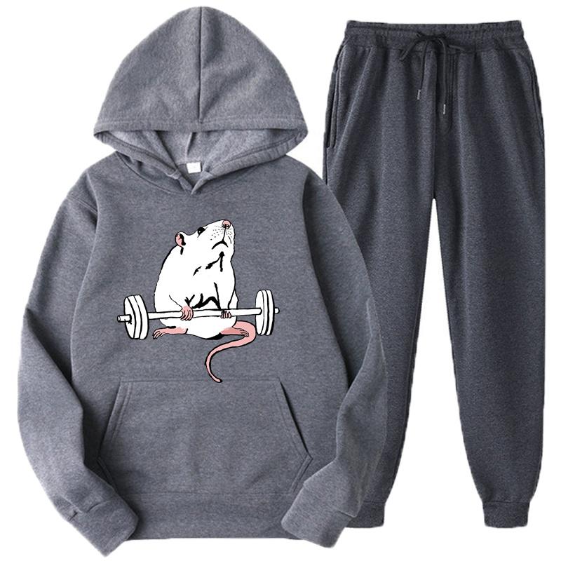 Men' Tracksuits Deadlift Rat Weightlifting Fitness Solid Color Men Set Men' Fleece Hoodies Pants Two-Piece Tracksuit Trendy Sportswear
Men' Tracksuits Deadlift Rat Weightlifting Fitness Solid Color Men Set Men' Fleece Hoodies Pants Two-Piece Tracksuit Trendy Sportswear