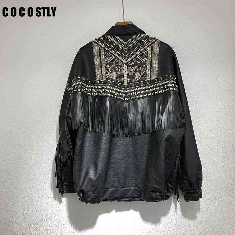 New Leather Jacket Women Coat Embroidery Rivet Tassel Pu Short Leather Jacket Loose Motorcycle Jacket Ladies J220727, Black
New Leather Jacket Women Coat Embroidery Rivet Tassel Pu Short Leather Jacket Loose Motorcycle Jacket Ladies J220727, Black