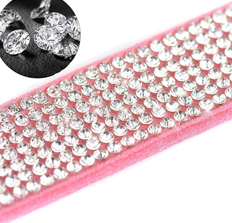 Pet collar, cat and dog collar, soft velvet with bow and diamond inlay, suitable for small and medium-sized cats and dogs to wear