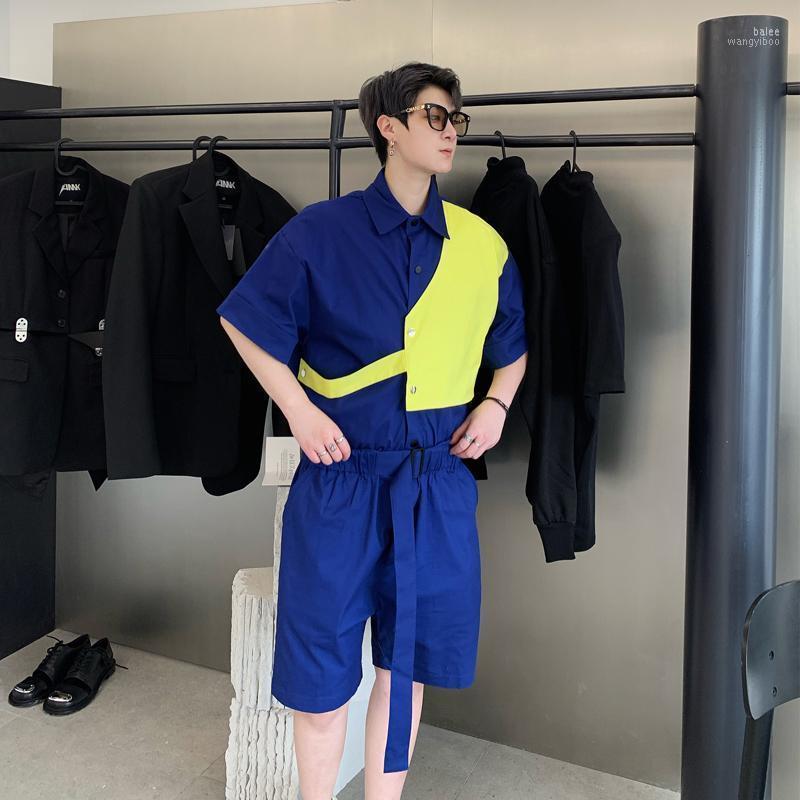 Men' Shorts Men' Loose Work Clothes Jumpsuit Summer Personalized Color Contrast Splicing Korean Fashion Short Sleeved JumpsuitMen, Blue
Men' Shorts Men' Loose Work Clothes Jumpsuit Summer Personalized Color Contrast Splicing Korean Fashion Short Sleeved JumpsuitMen, Blue