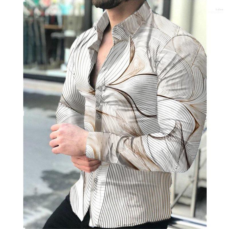 

Men's Casual Shirts Fashion Men Turn-down Collar Buttoned Shirt Designer Stripe Print Long Sleeve Tops Men's Clothes Prom CardiganMen's, Cx154