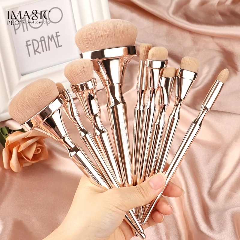 9Pcs makeup brushes set Gold handle for Foundation Powder make up brushes pincel maquiagem kabuki brush beauty tools 220623