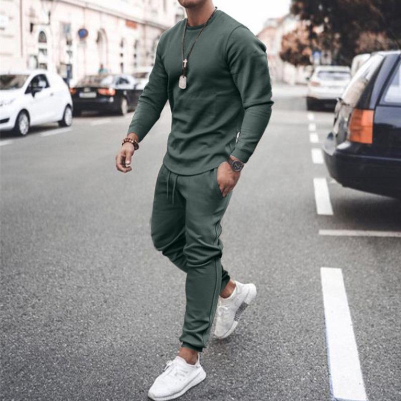 Men's Tracksuits Spring Autumn Men Tracksuit Casual Sports Set Long Sleeved TShirt + Pants 2 Pieces Sets Jogger Fitness Sportswear Male Clot AAA