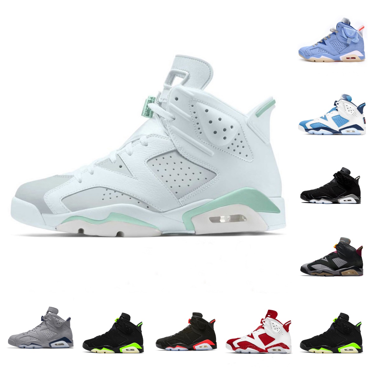 UNC White Red Oreo Basketball Shoes Mens 6 6s Mint Foam Washed Denim Carmine Midnight Navy Electric Green Infrared Black Metallic Silver Georgetown Sports Sneakers, Bubble package bag
UNC White Red Oreo Basketball Shoes Mens 6 6s Mint Foam Washed Denim Carmine Midnight Navy Electric Green Infrared Black Metallic Silver Georgetown Sports Sneakers, Bubble package bag