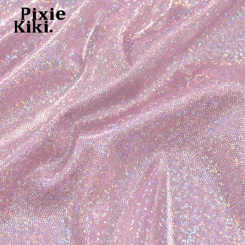 PixieKiki Glitter Pink Two Piece Set Fairy Grunge Crop Top Mini Skirt Summer Clothes Sexy Club Rave Festival Outfit P82CA11 220602