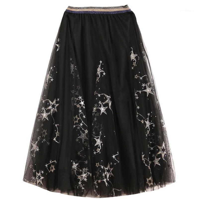Skirts 2022 Spring Summer Peonfly Female Women Casual Lace Pleated Skirt Chiffon High Waist Stars Embroidery Long, Black
Skirts 2022 Spring Summer Peonfly Female Women Casual Lace Pleated Skirt Chiffon High Waist Stars Embroidery Long, Black
