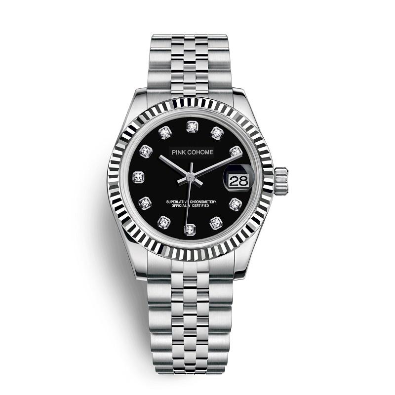 Wristwatches Women Clocks Automatic Machine Solid Steel Watch Band Mechanical Movement Waterproof Design Wristwatch Girls, Silver black
Wristwatches Women Clocks Automatic Machine Solid Steel Watch Band Mechanical Movement Waterproof Design Wristwatch Girls, Silver black