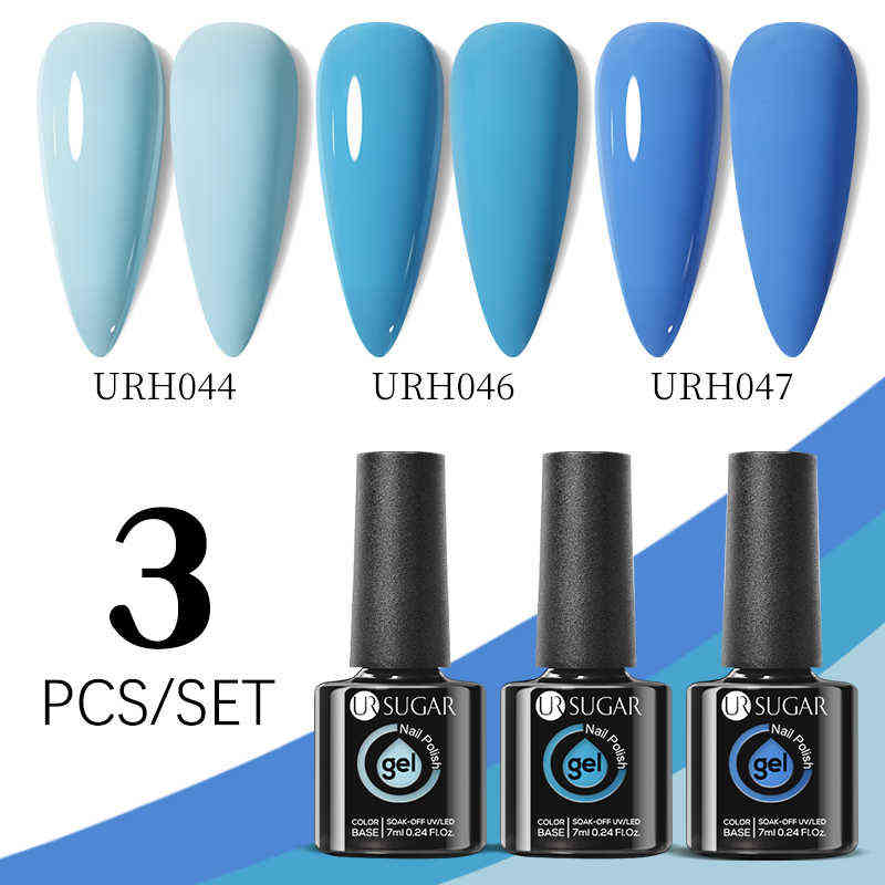 Nail Gel Toy 3pcs Glass Bottle Polish Set Color Series Glitter Semi Permanent Soak Off Uv Art Manicure 0328