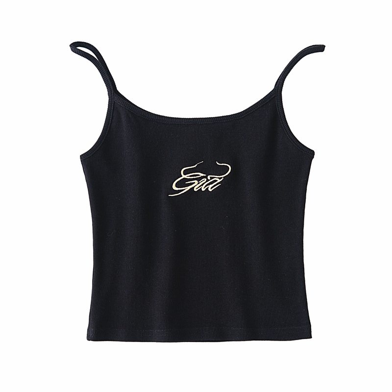 Summer Women Cotton Wrap Crop Tank Top Sleeveless Vest Solid Sexy Y2K Short Streetwear Gia Letters Ribbed Embroidered Camisole 220325