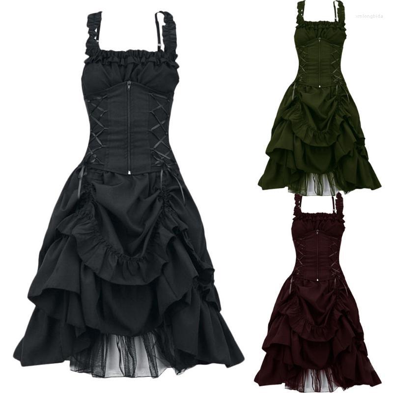 Casual Dresses Goth Retro Party Dress Women Victorian Gothic Lolita Sexy Black Lace Up Mesh Sawing Vintage Cosplay CostumesCasual
Casual Dresses Goth Retro Party Dress Women Victorian Gothic Lolita Sexy Black Lace Up Mesh Sawing Vintage Cosplay CostumesCasual