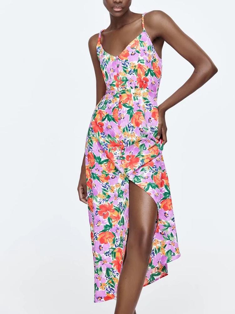 Casual Dresses Floral Long Dress Women Backless Midi Woman Summer Vintage Party 2022 Thin Straps Button Slit DressCasual, As pictuer
Casual Dresses Floral Long Dress Women Backless Midi Woman Summer Vintage Party 2022 Thin Straps Button Slit DressCasual, As pictuer