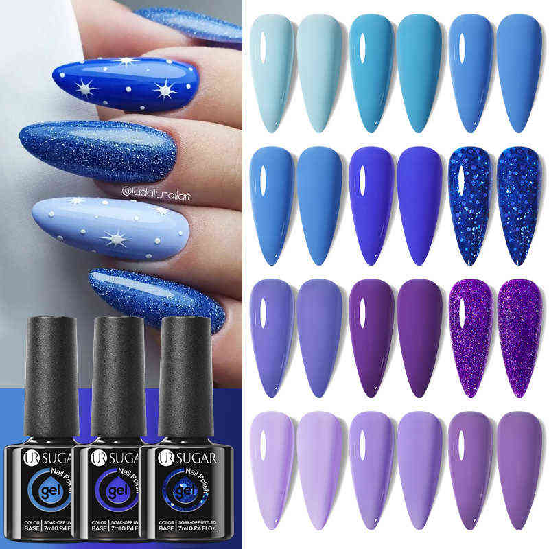 Nail Gel Toy 3pcs Glass Bottle Polish Set Color Series Glitter Semi Permanent Soak Off Uv Art Manicure 0328