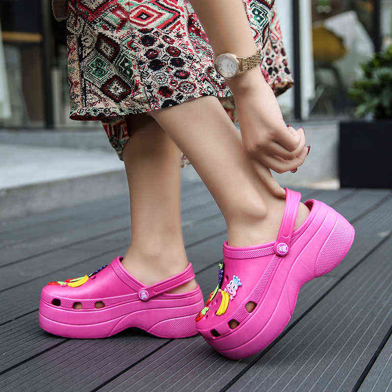 Nxy Sandals Summer Sandal Women Slippers Platform Clogs With Charms Outdoor Garden Shoes Beach Thick Sole Indoor Slides Home Bathroom 0528, Rose red
Nxy Sandals Summer Sandal Women Slippers Platform Clogs With Charms Outdoor Garden Shoes Beach Thick Sole Indoor Slides Home Bathroom 0528, Rose red