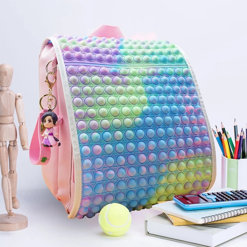 NEW children Pop Backpack Purse for Girls School Zipper bags Fidget bubble Shoulder Bag Pops Push Toy Party Favors