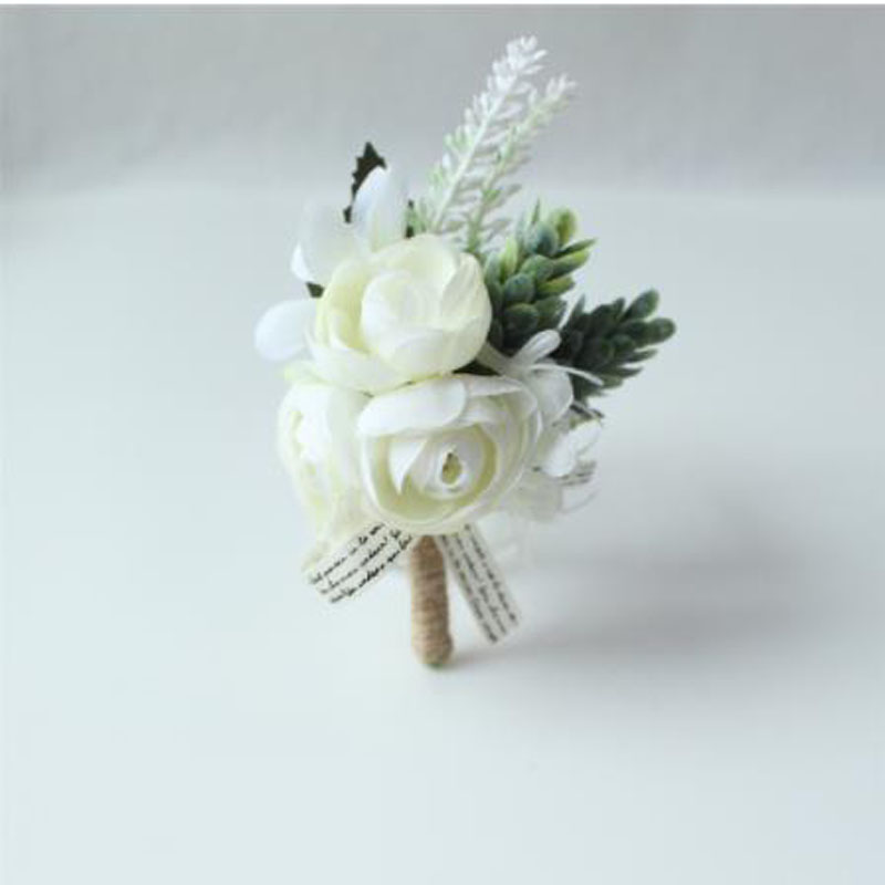Corsage Men Wedding Rustic Boutonniere White Bridal Wrist Corsage Bridesmaid Groomsmen Party Meeting Personal Decorations