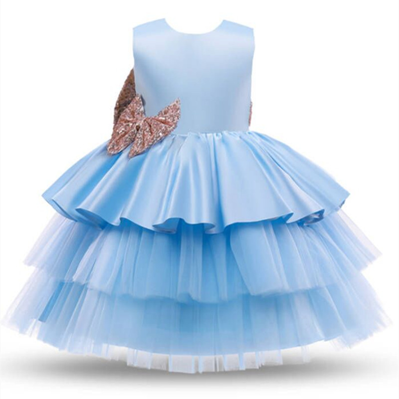Toddler Baby Girl Dress Big Bow Baptism Dress for Girls First Year Birthday Party Wedding Dress Baby Clothes Tutu Fluffy Gown 220707