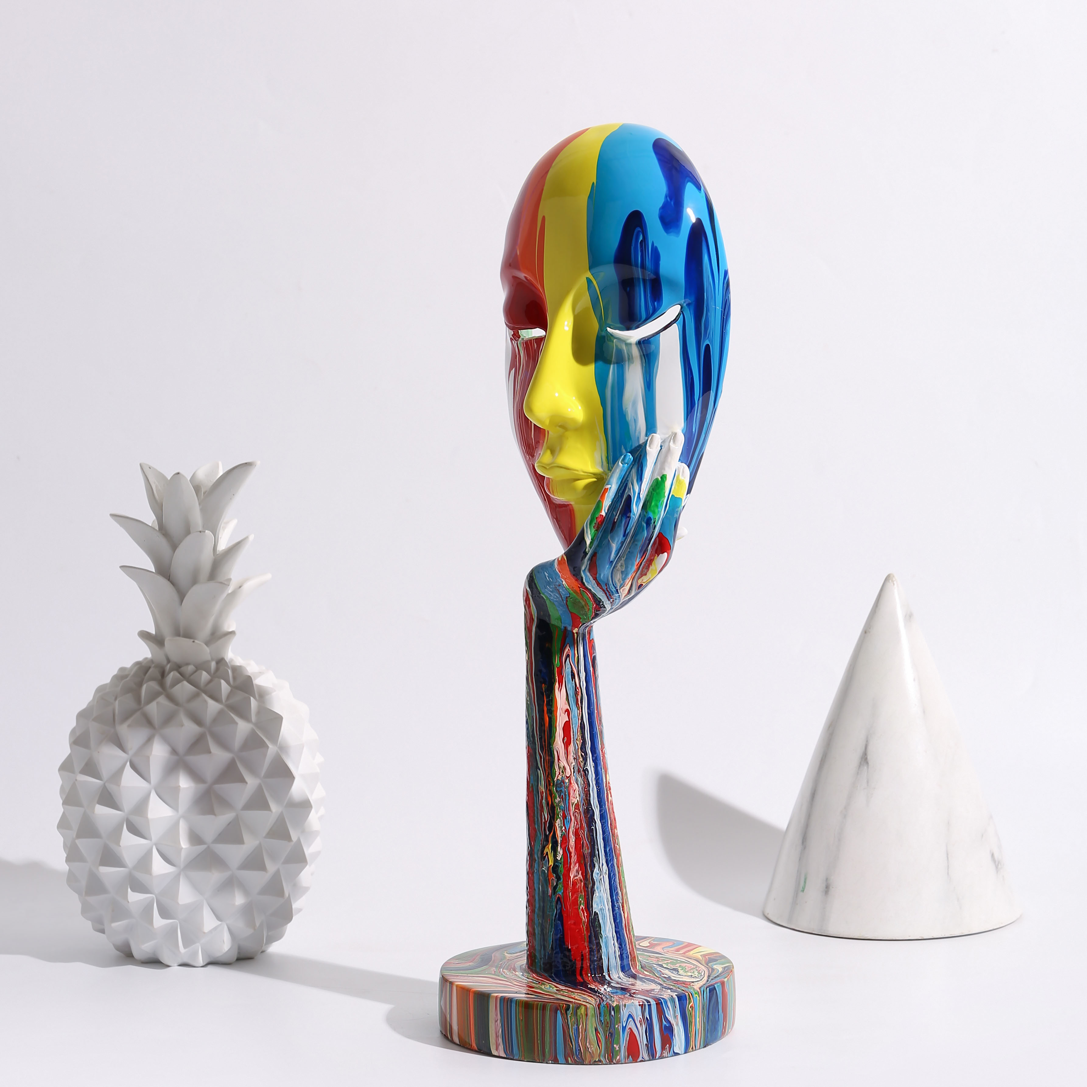 Modern Art Creative Painted Colorful Abstract mask Decoration Home Wine Cabinet Office Decoration Desktop Decoration Crafts