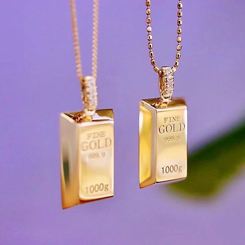 Pendant Necklaces Luxury Trendy Small Gold Bars Bricks For Women Link Chains Punk Fashion Jewelry Wedding Party GiftPendant
